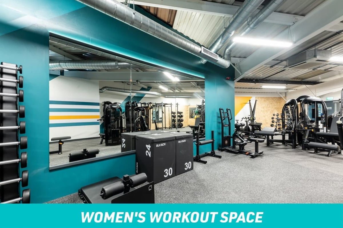 PureGym Brierley Hill Women's Workout Space: Mirror, Boxes and Dumbbells