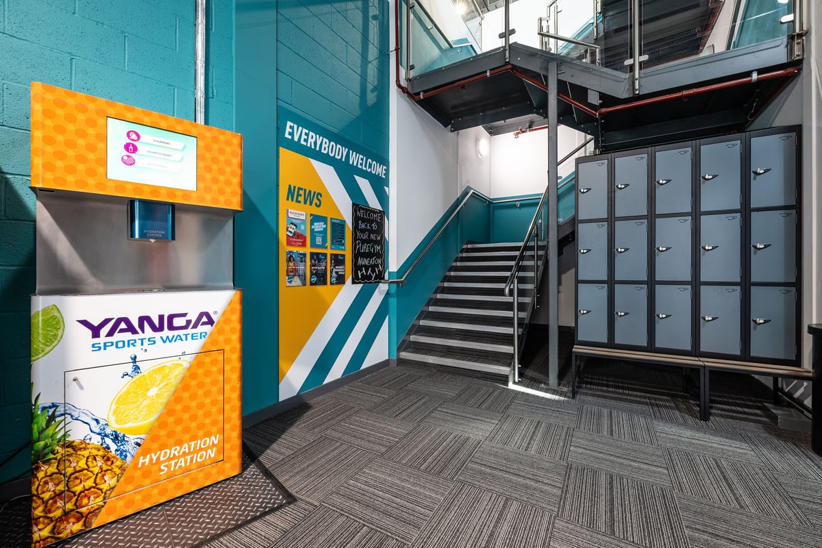 PureGym Nuneaton yanga machine, notice board and lockers