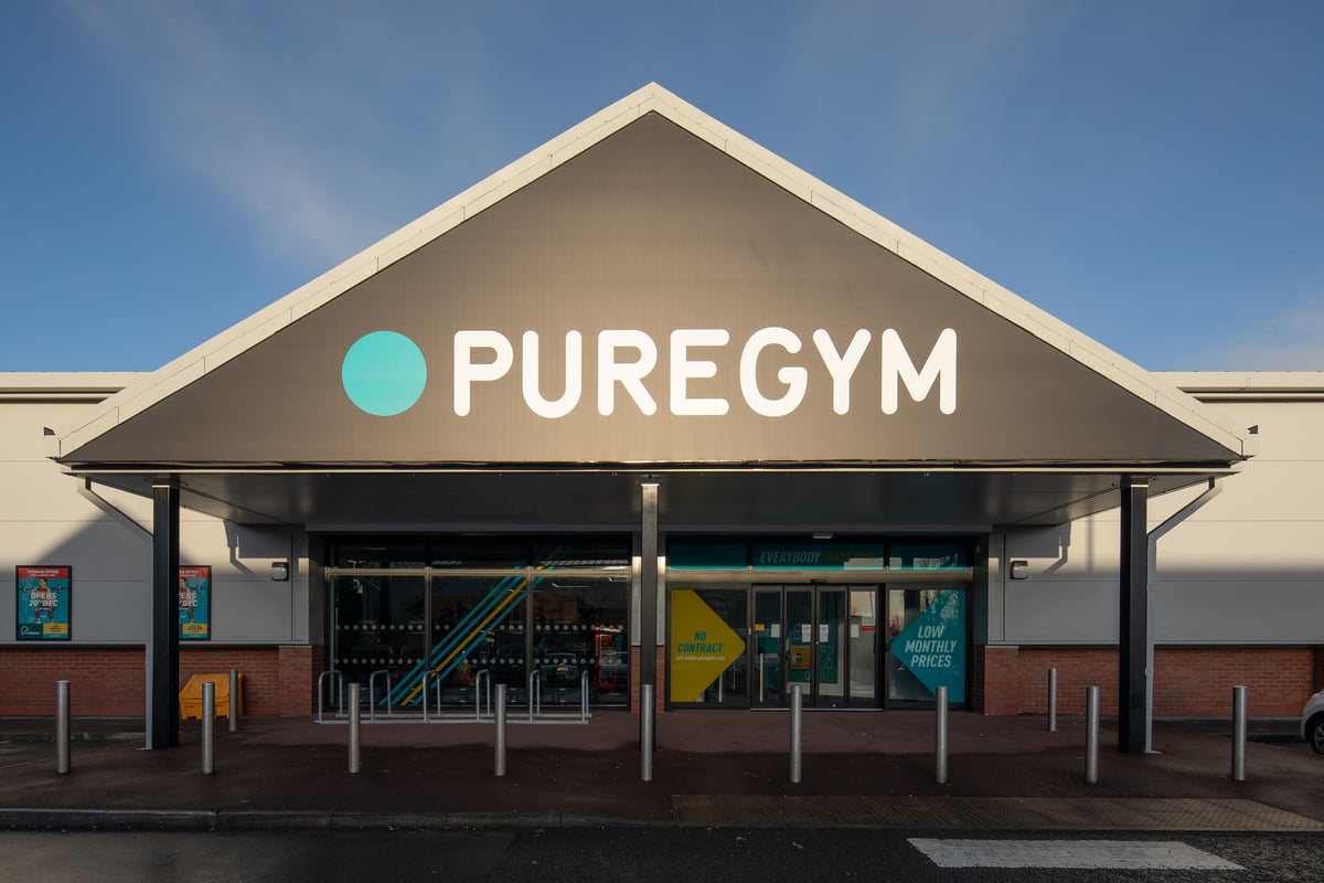 PureGym Neath: Pure Gym's exterior with a covered entrance area.