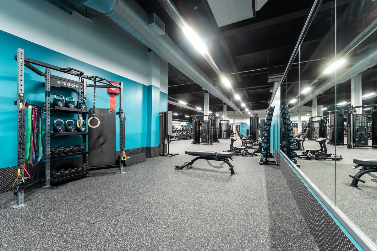 PureGym Bradford Thornbury: functional training rig and bench in a gym