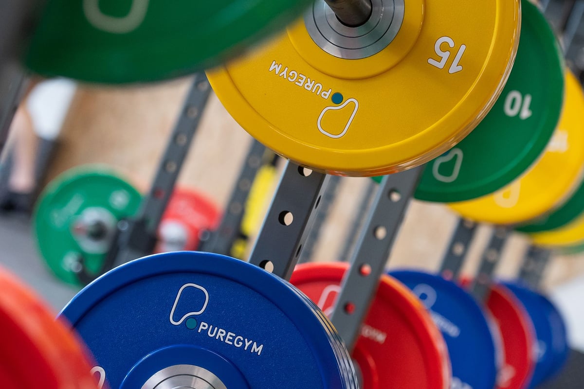 Colourful weight plates in a Gym