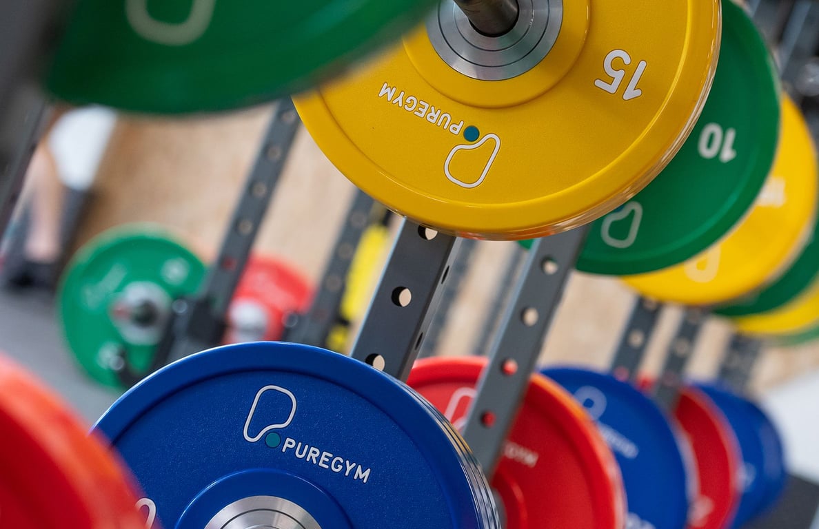 Colourful weight plates in a Gym