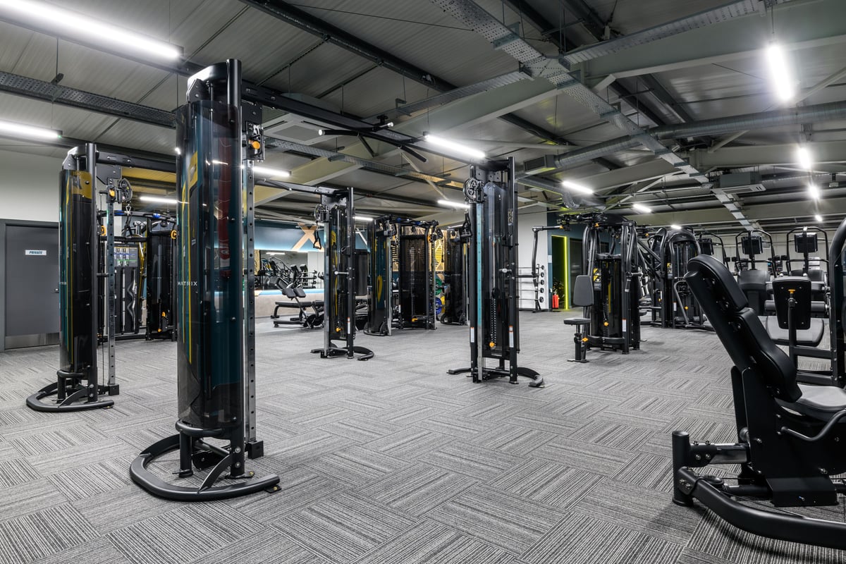 PureGym Brentford: fixed-pin machines in a gym on a rubberised floor