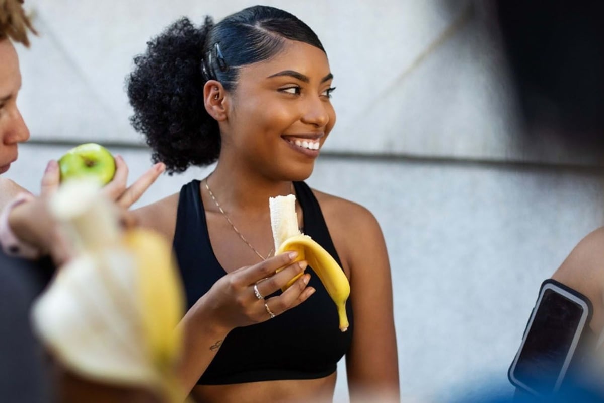 smiling lady with banana
