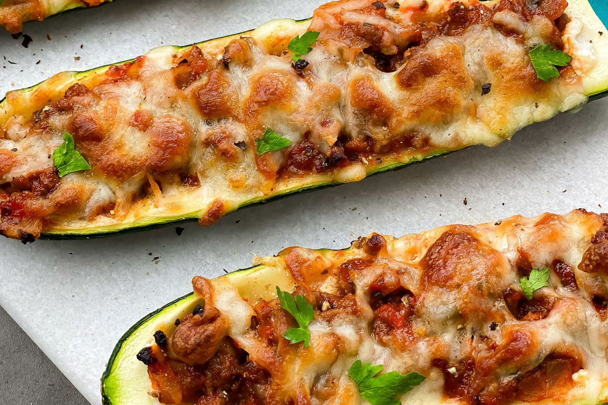 Gefüllte Zucchini-Lasagne-Schiffchen