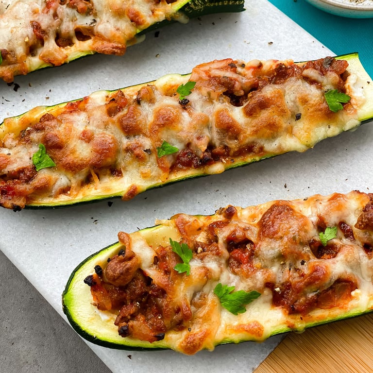 Gefüllte Zucchini-Lasagne-Schiffchen