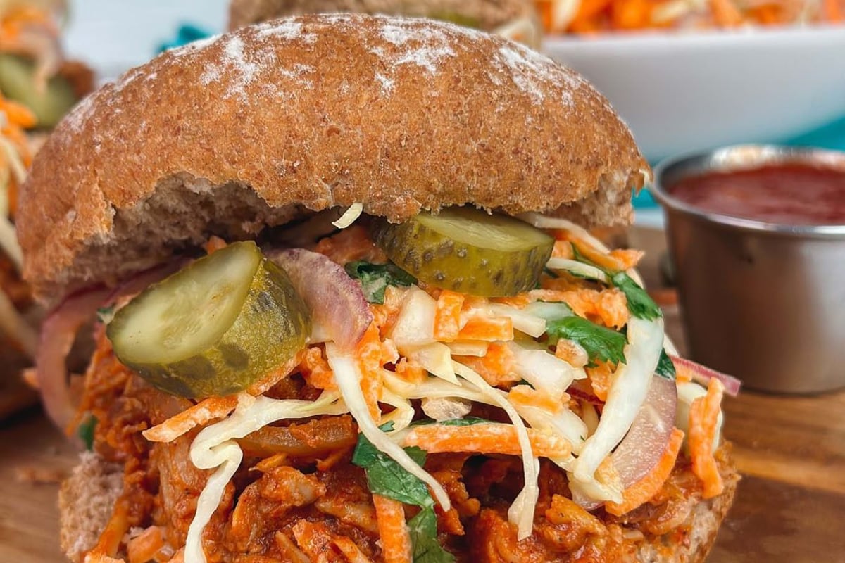 Slow Cooker Pulled Pork Burgers with Homemade Coleslaw