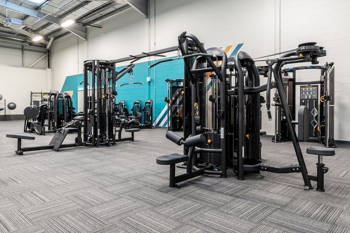 PureGym Broadstairs Westwood Gateway Retail Park: Rows of weight machines, benches and weight racks.