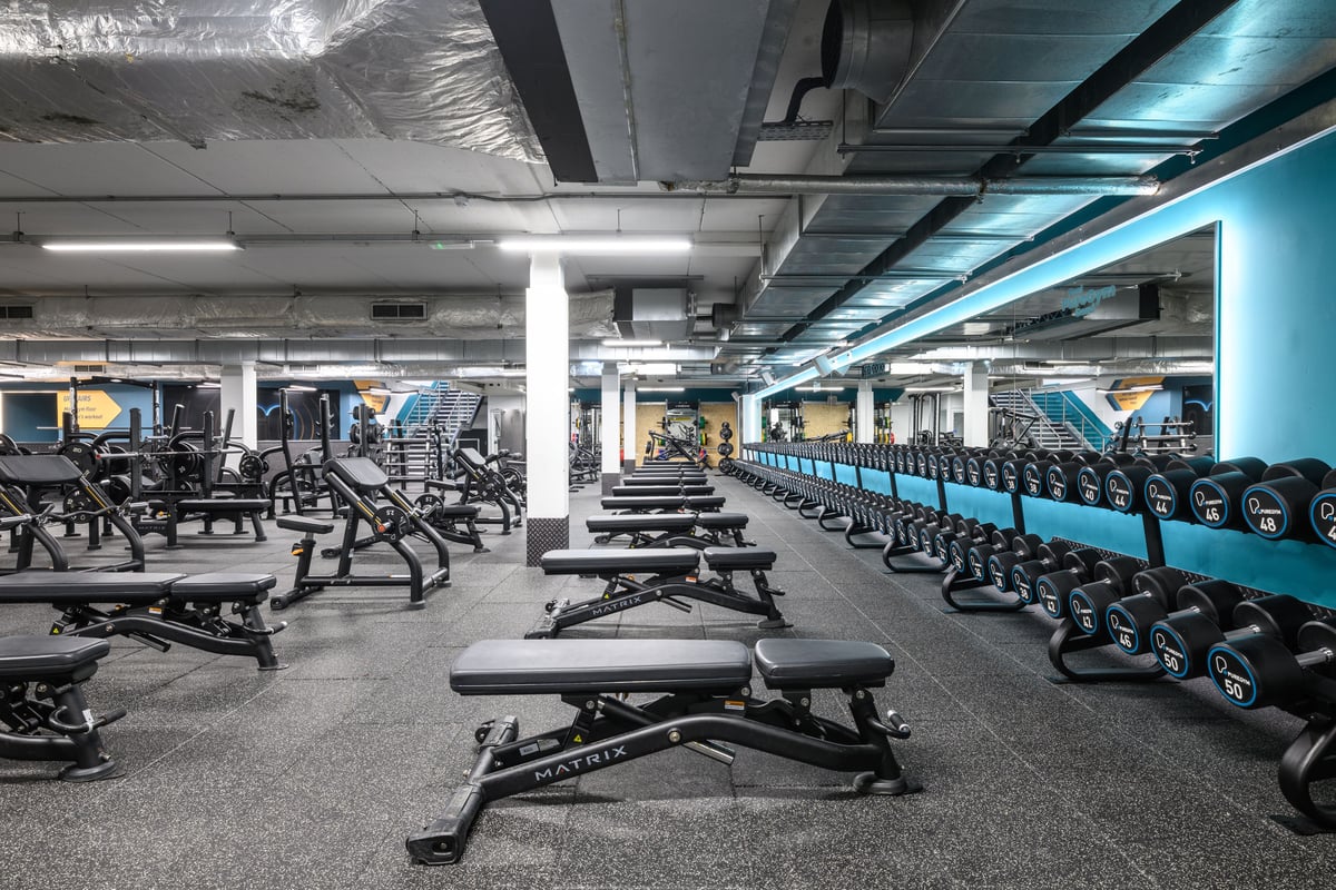 PureGym Manchester Urban Exchange free weights area