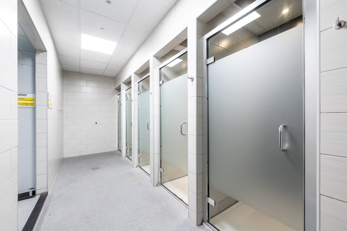 PureGym Bradford Idle - shower cubicles in a gym