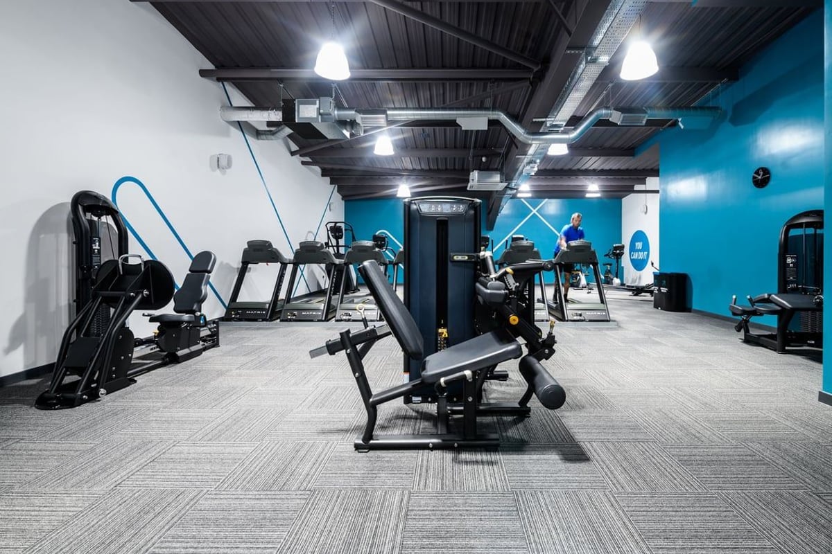 PureGym Hereford: Treadmills, ellipticals, weight racks, benches, resistance machines, and rubberized flooring.