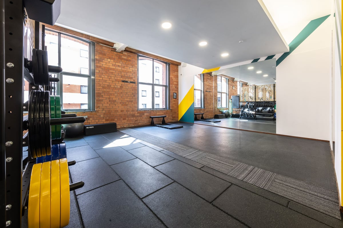 PureGym Belfast Adelaide Street stretch area with big mirror