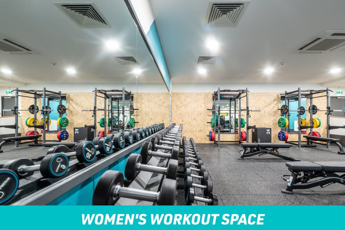 PureGym London Limehouse Women's Workout Space: Dumbbells and Squat Racks