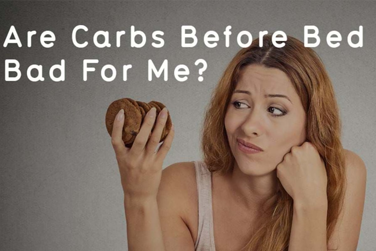 Woman looking uncertainly at cookies in her hand against grey background with text.