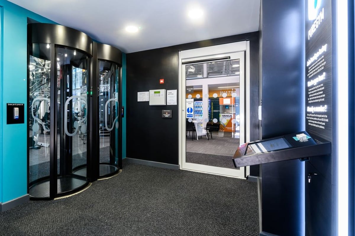 PureGym London Clapham: entry pods and disabled access door