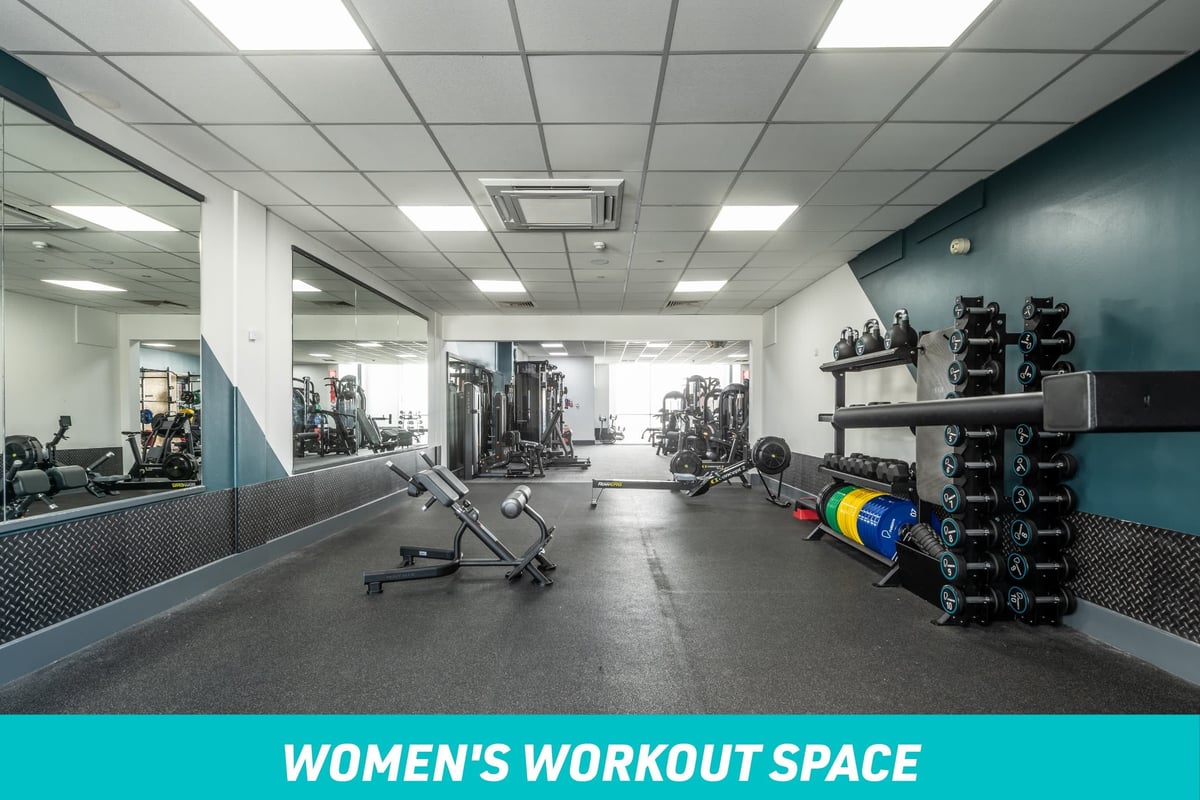 PureGym Harlow Women's Workout Space: Dumbbells, Mirror, Kettlebells, Rowing Machine