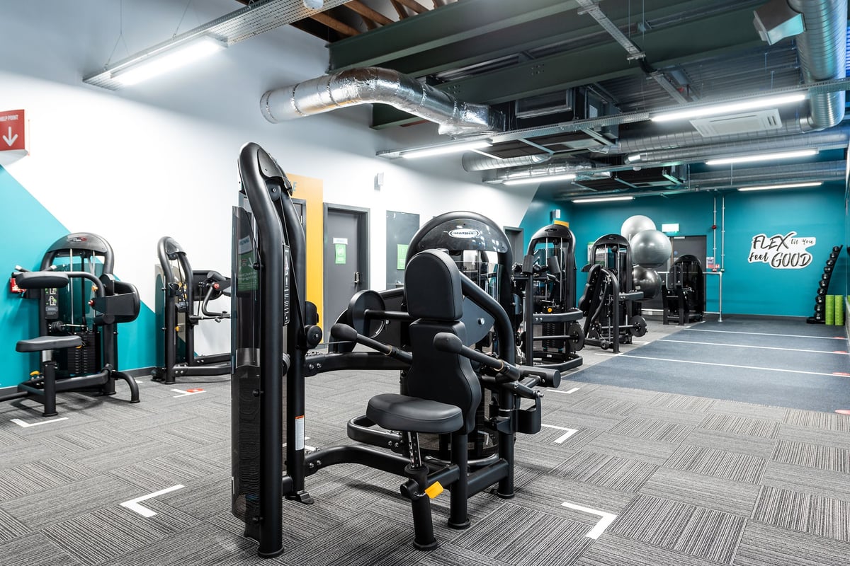 PureGym Chelmsford Meadows: Strength training equipment, squat racks, benches, and weight machines.