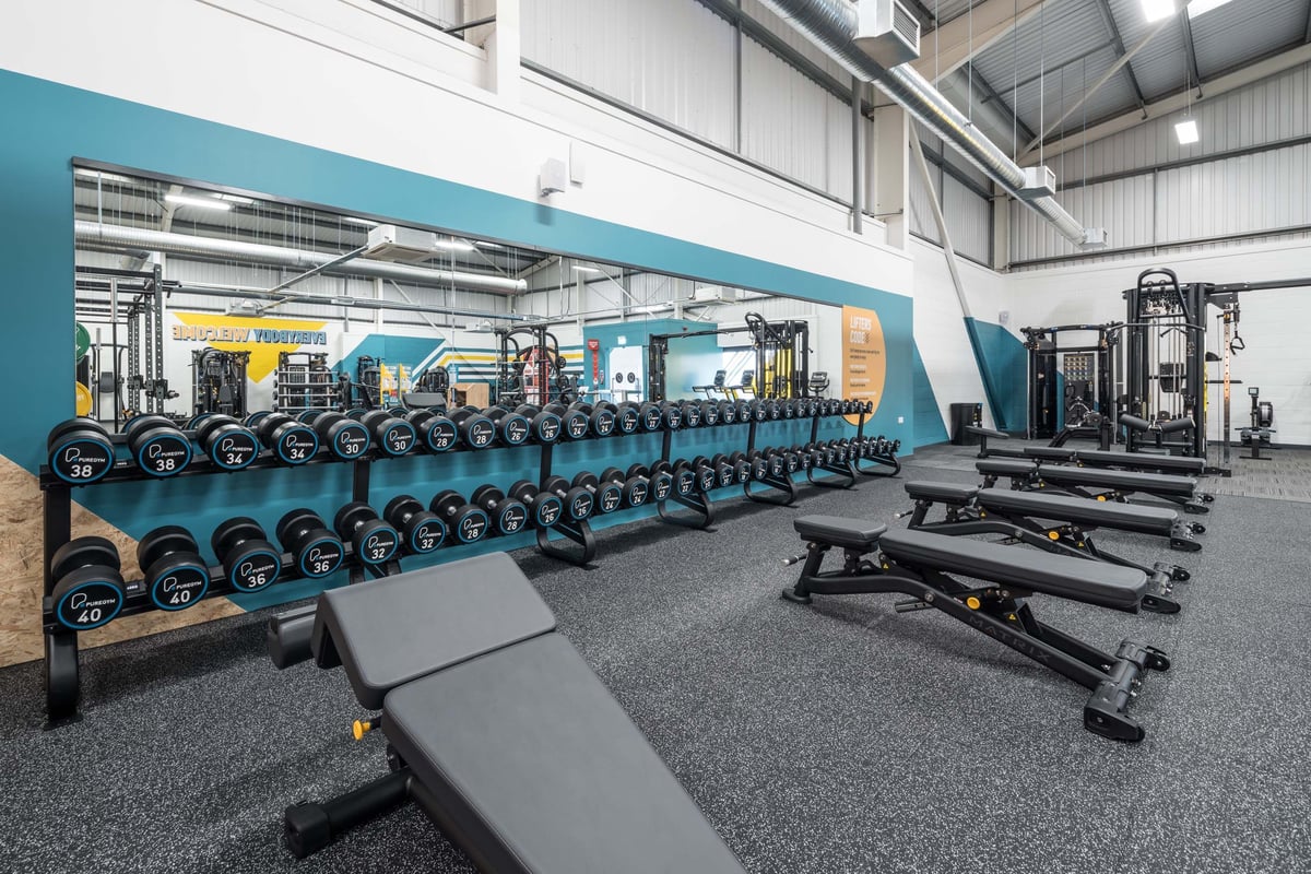 PureGym Glastonbury dumbbells and benches