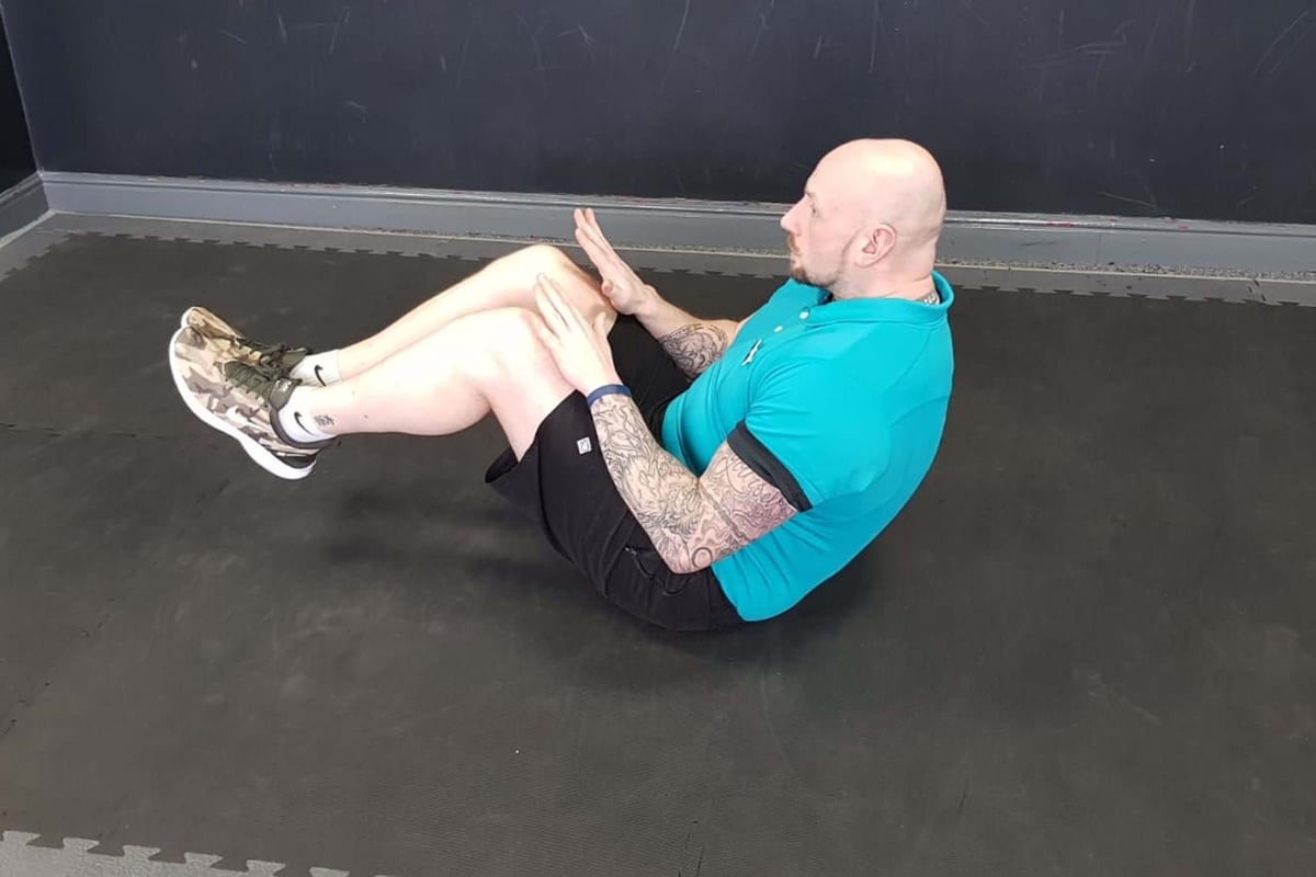 double crunch ab exercises end position