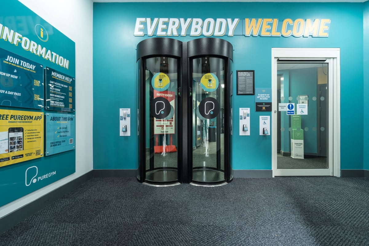 PureGym Tunbridge Wells entry pods and disabled access door