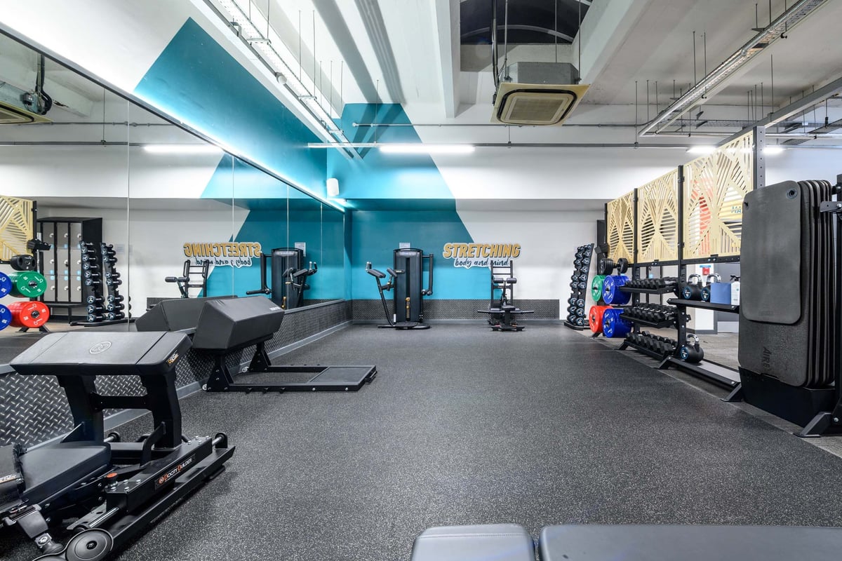 PureGym London Bermondsey stretch area including booty builder