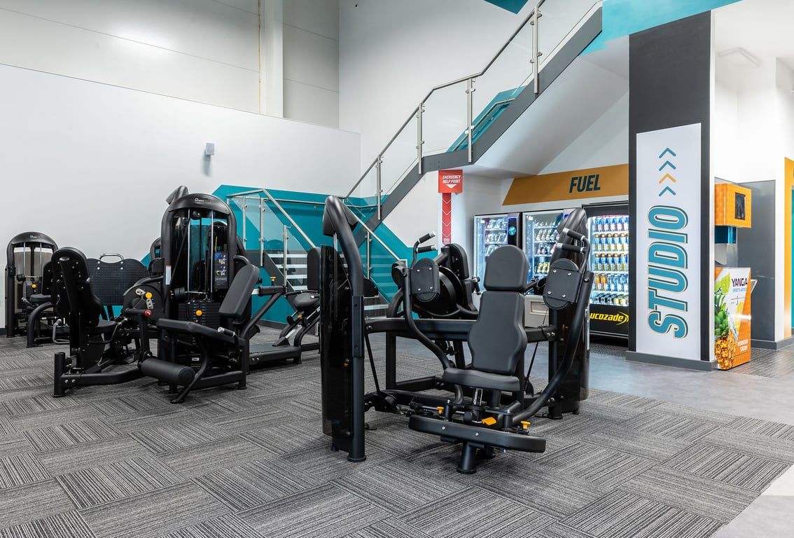 PureGym Portishead: Treadmills, ellipticals, weight racks, resistance machines, and rubberized flooring.