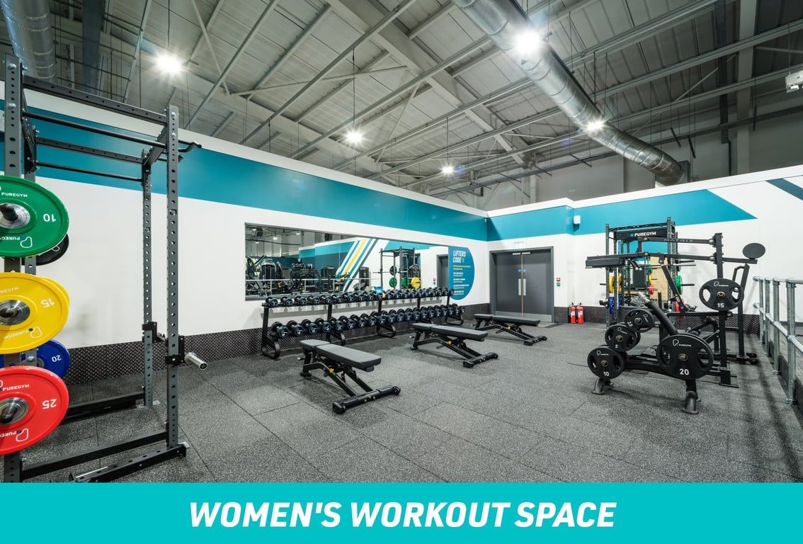 PureGym Plymouth Alexandra Road Women's Workout Space: free weights area