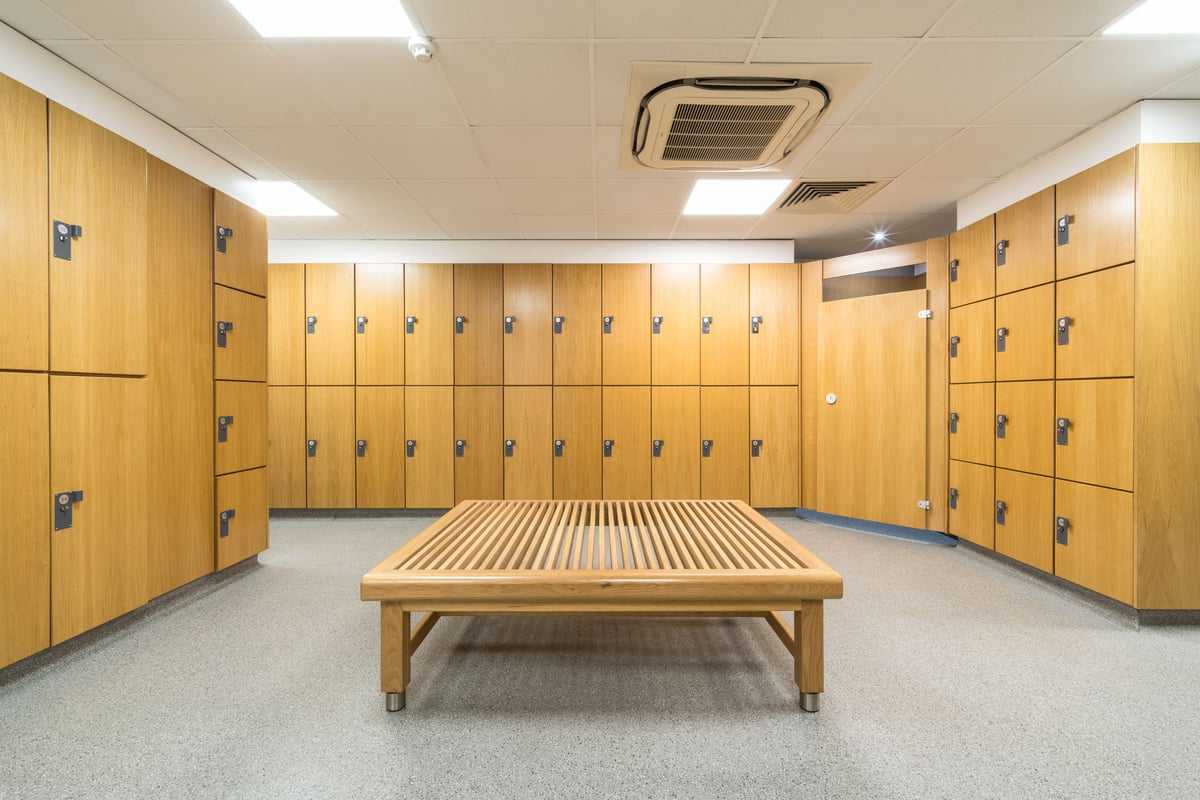 PureGym Tunbridge Wells changing rooms with benches and lockers