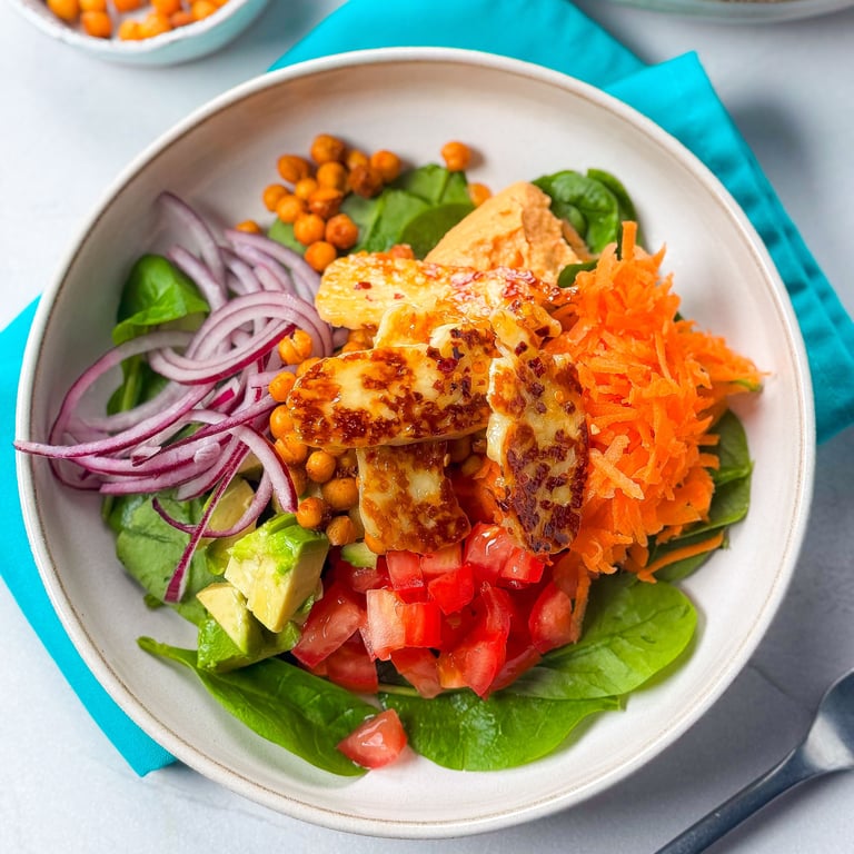Sticky Halloumi and Chickpea Wellness Bowl