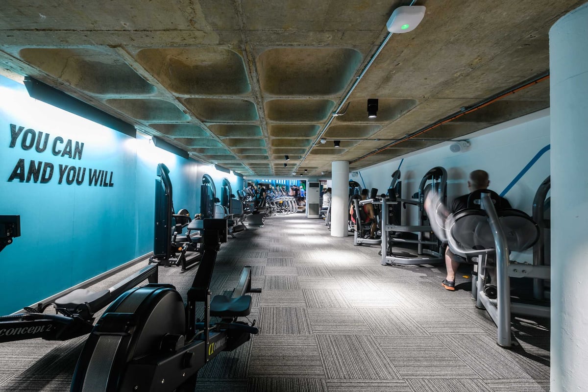 PureGym Farringdon: Weight machines and resistance equipment in a gym.