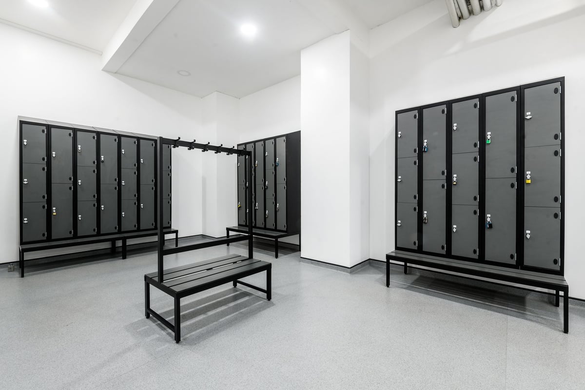 PureGym Gateshead changing rooms with benches and lockers