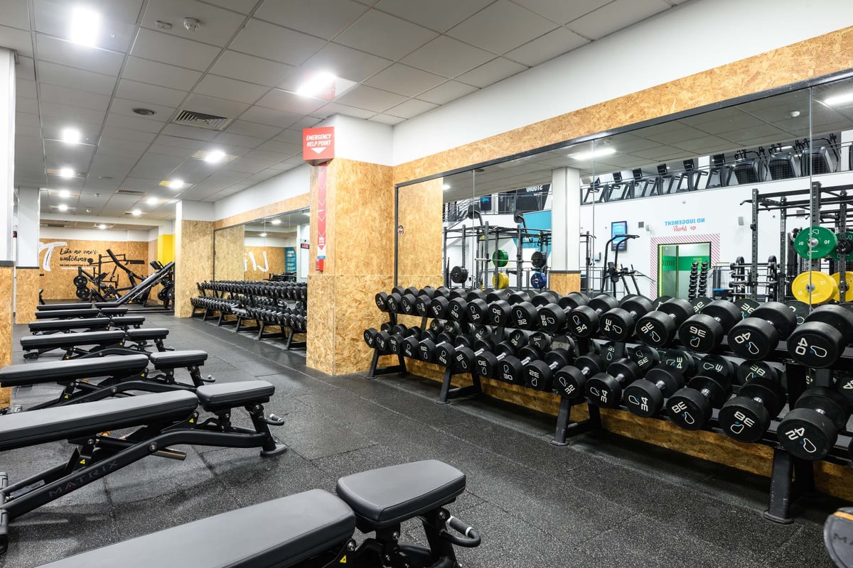 PureGym London Park Royal dumbbells and benches