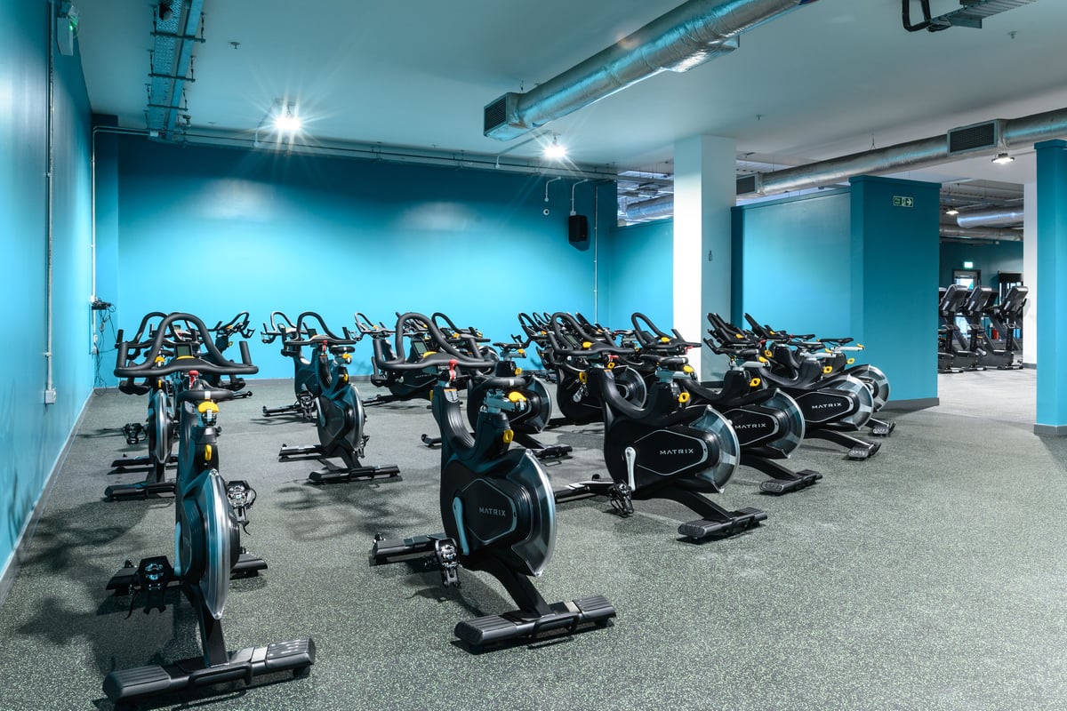 PureGym East Kilbride: spinning bikes in a gym studio