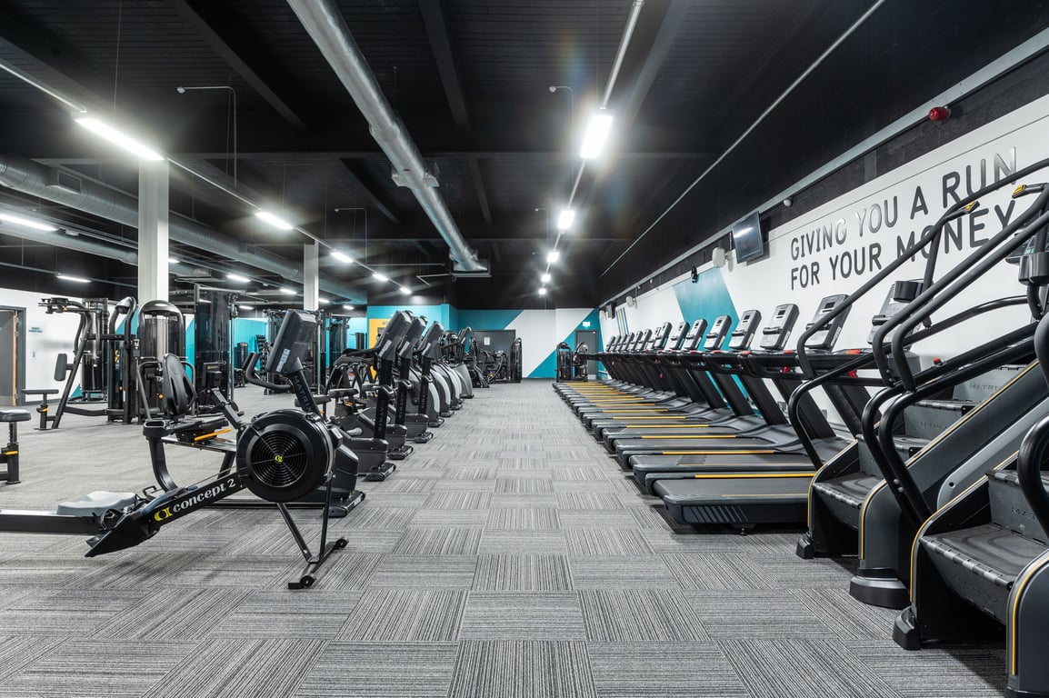 PureGym Bradford Thornbury: rows of cardio machines in a gym