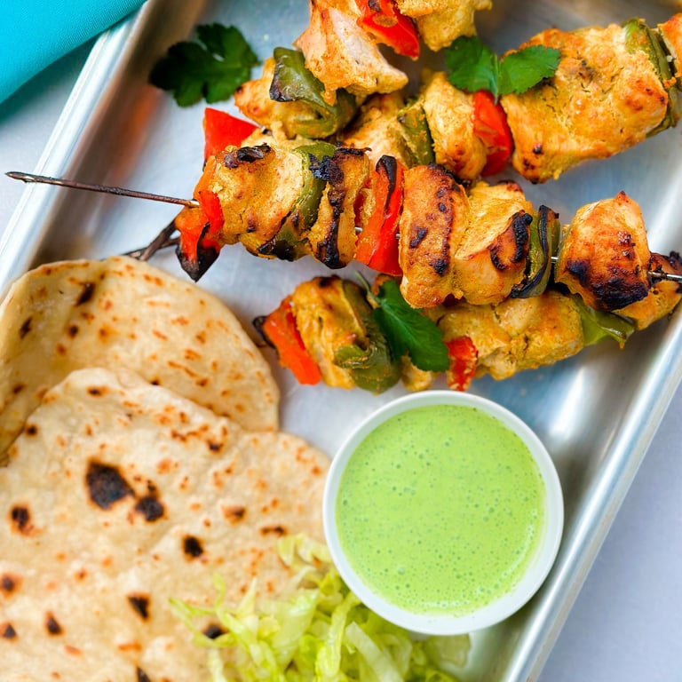 Rezept für Tandoori-Hähnchen am Spiess
