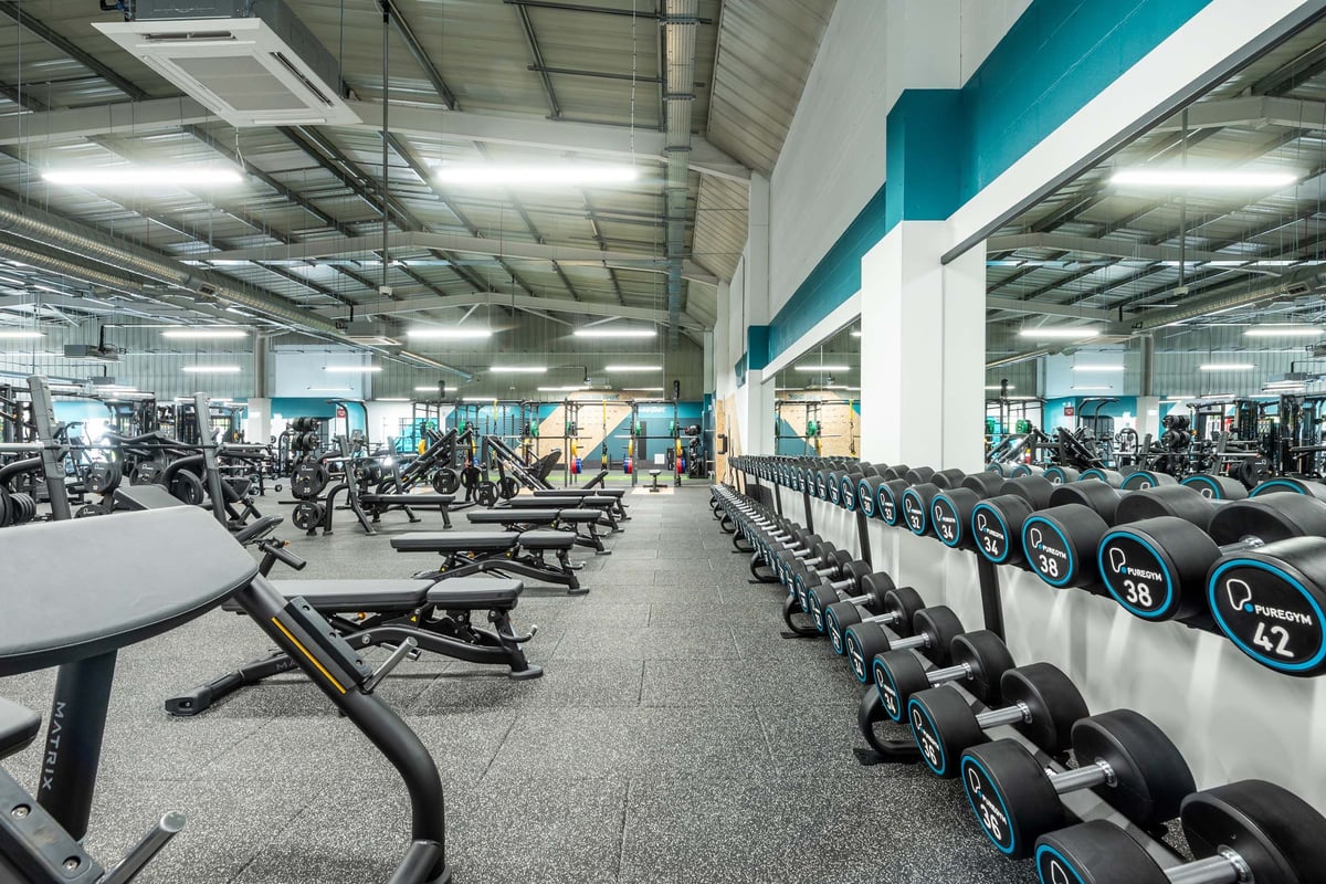 PureGym Horsham dumbbells and benches