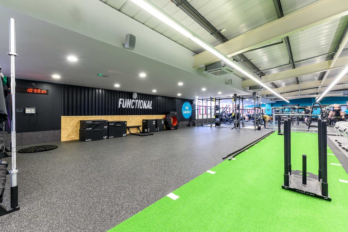 PureGym Poole: green functional training area in a spacious gym