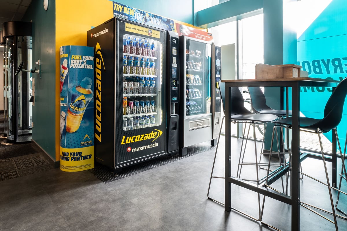 PureGym Derry Londonderry vending machines and seating area