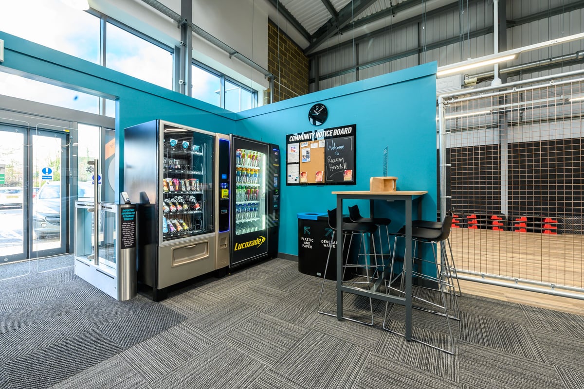 PureGym Haverhill hub area with vending machines