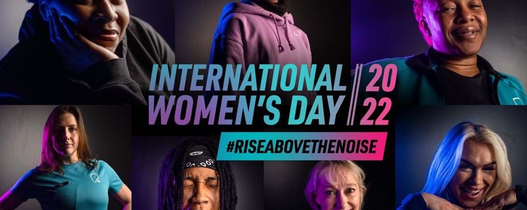 Collage of seven diverse women with International Women’s Day 2022 and hashtag text.