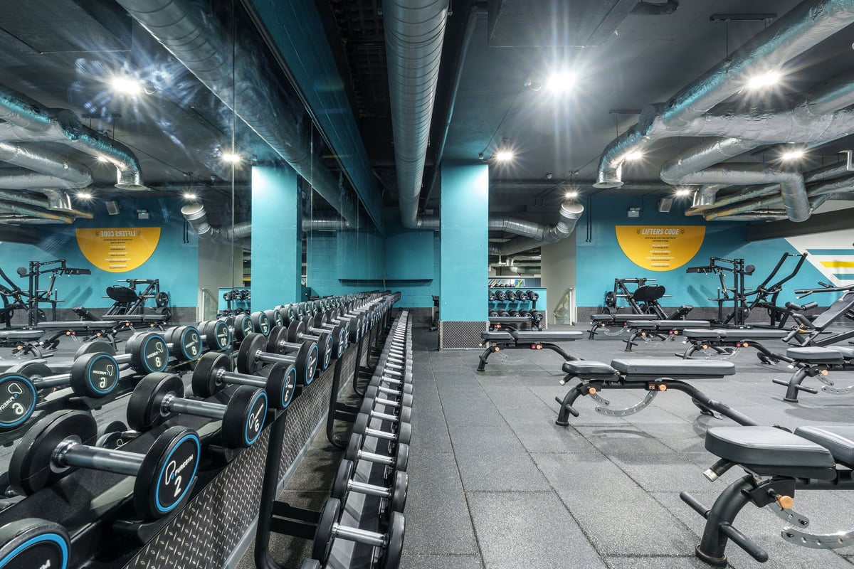 PureGym Leeds City Centre South dumbbells and benches