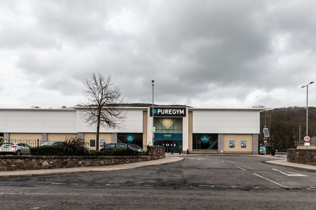 PureGym Galashiels: Gym building exterior with signage and parking area visible.