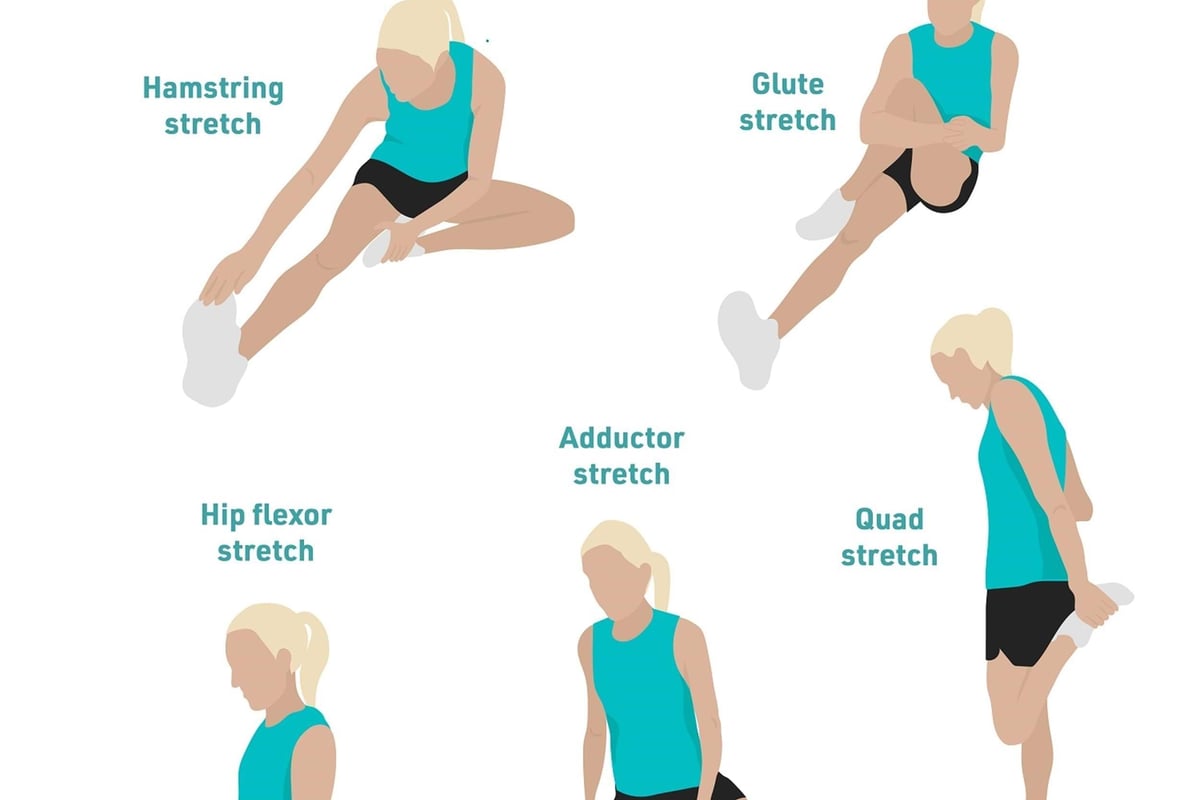 Post run stretches: Do 30-60 seconds of each stretch after your run to prevent stiff legs and improve recovery