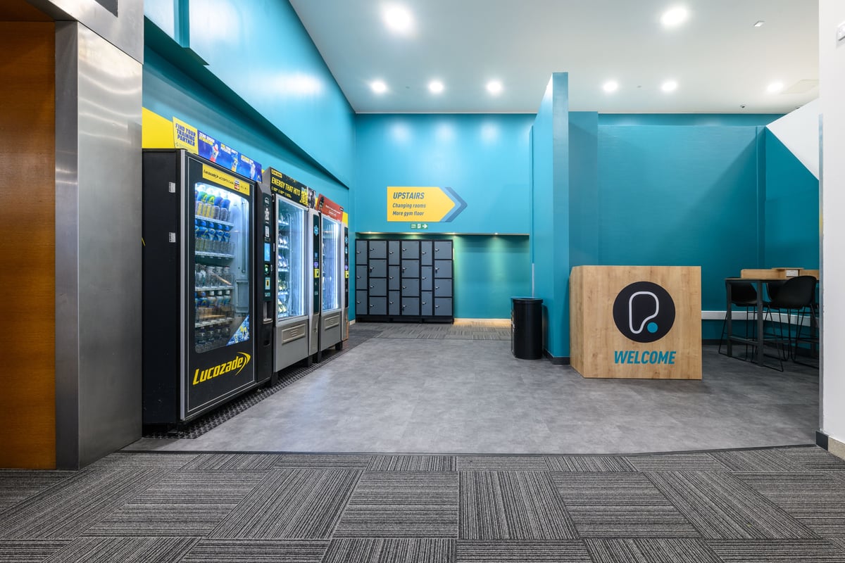 PureGym Staines hub area with vending machines