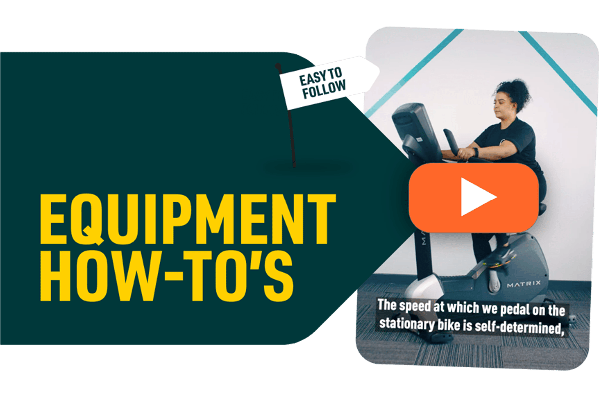 Equipment how-to's text on green arrow with example YouTube video screen labelled easy to follow.