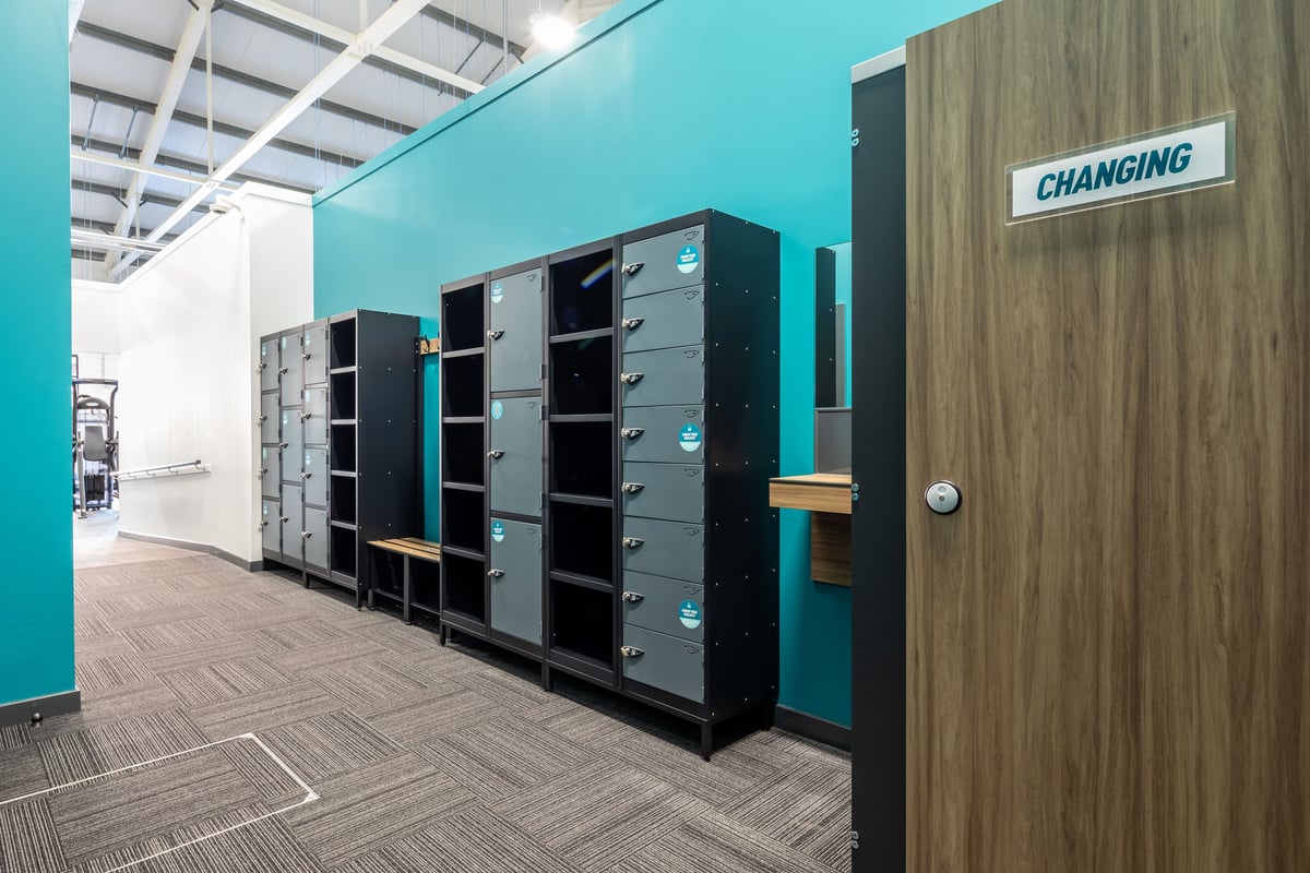 PureGym Ebbw Vale lockers and changing cubicles