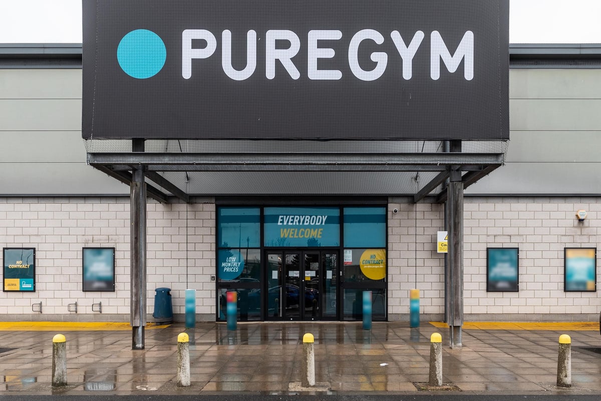 PureGym Harwich: Pure Gym signage above the entrance of a fitness facility.