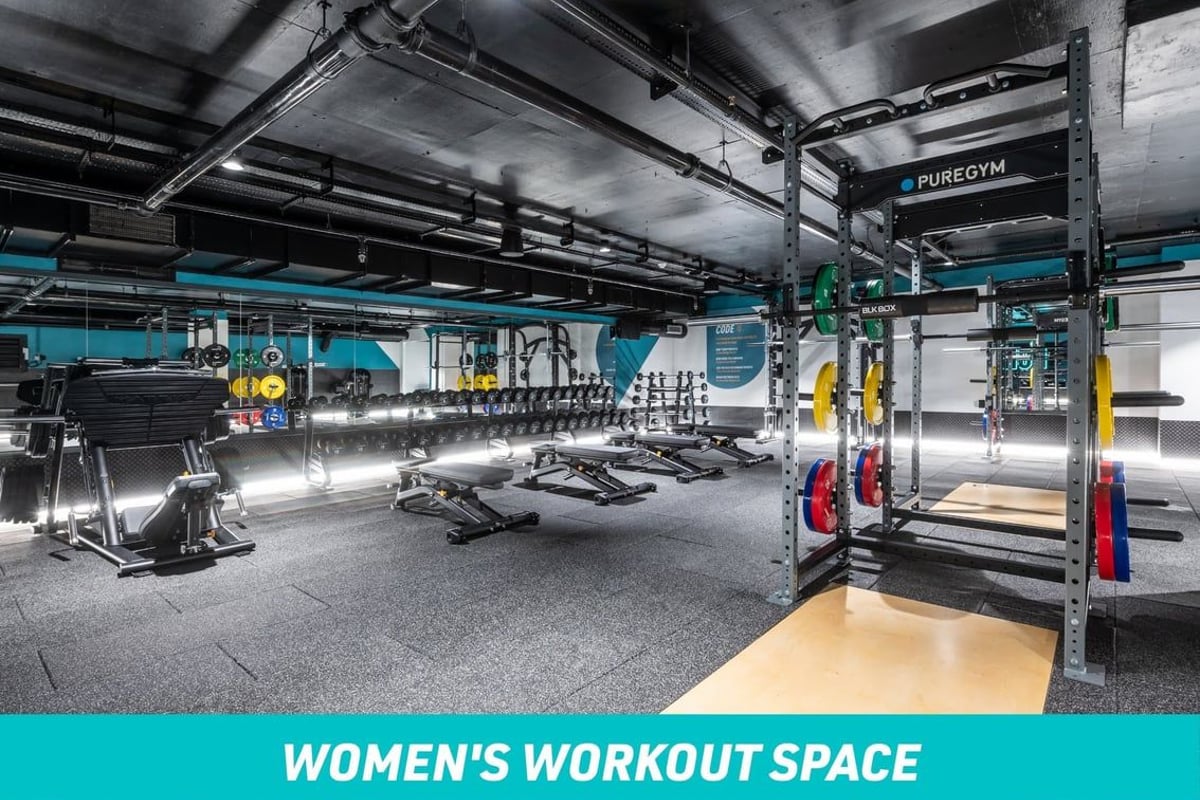 PureGym London Swiss Cottage Women's Workout Space: Squat Racks, Dumbbells and Benches