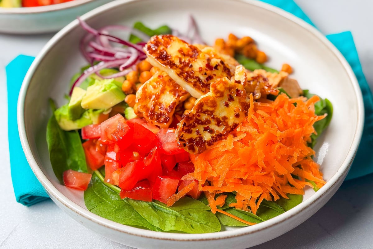 Sticky Halloumi and Chickpea Wellness Bowl