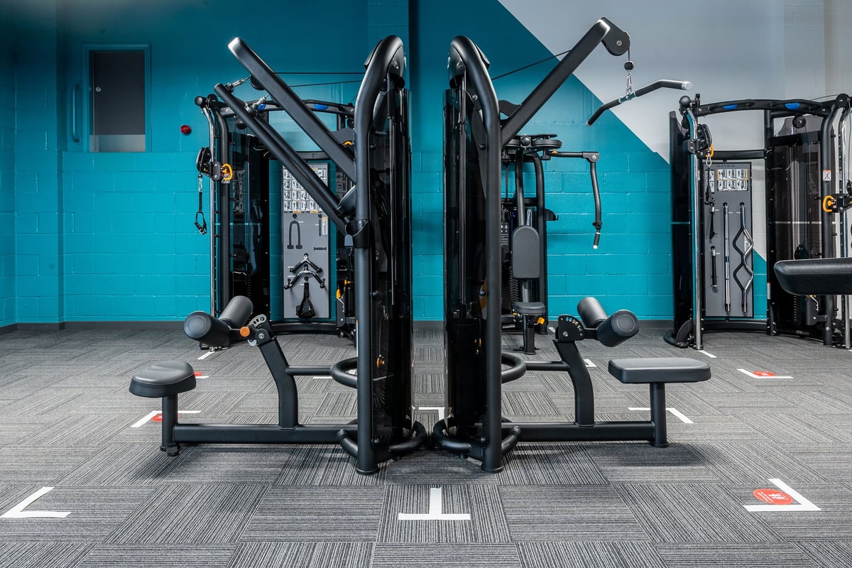 PureGym Chelmsford Meadows: Cable crossover machines, multi-gyms, weight benches, and rubberized flooring.